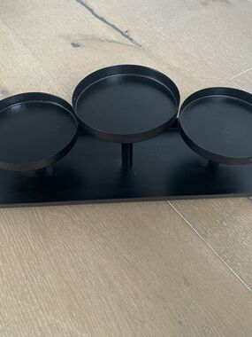 Black Triple Tea Light Candle Holder